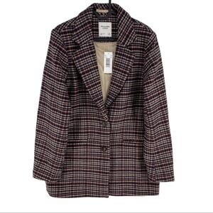 Abercrombie & Fitch NWT Women Brown Plaid
Wool Blend Pea Coat Jacket Size Small
